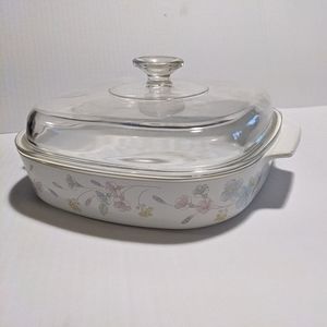 Corning Ware Pastel Bouquet A-10-B 2.5 Liter Casserole Dish w/Pyrex Lid